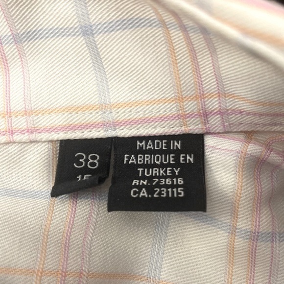 Men’s BOSS Hugo Boss Long Sleeve White Pink & Blue Plaid Button Down Size 38 - Picture 4 of 7